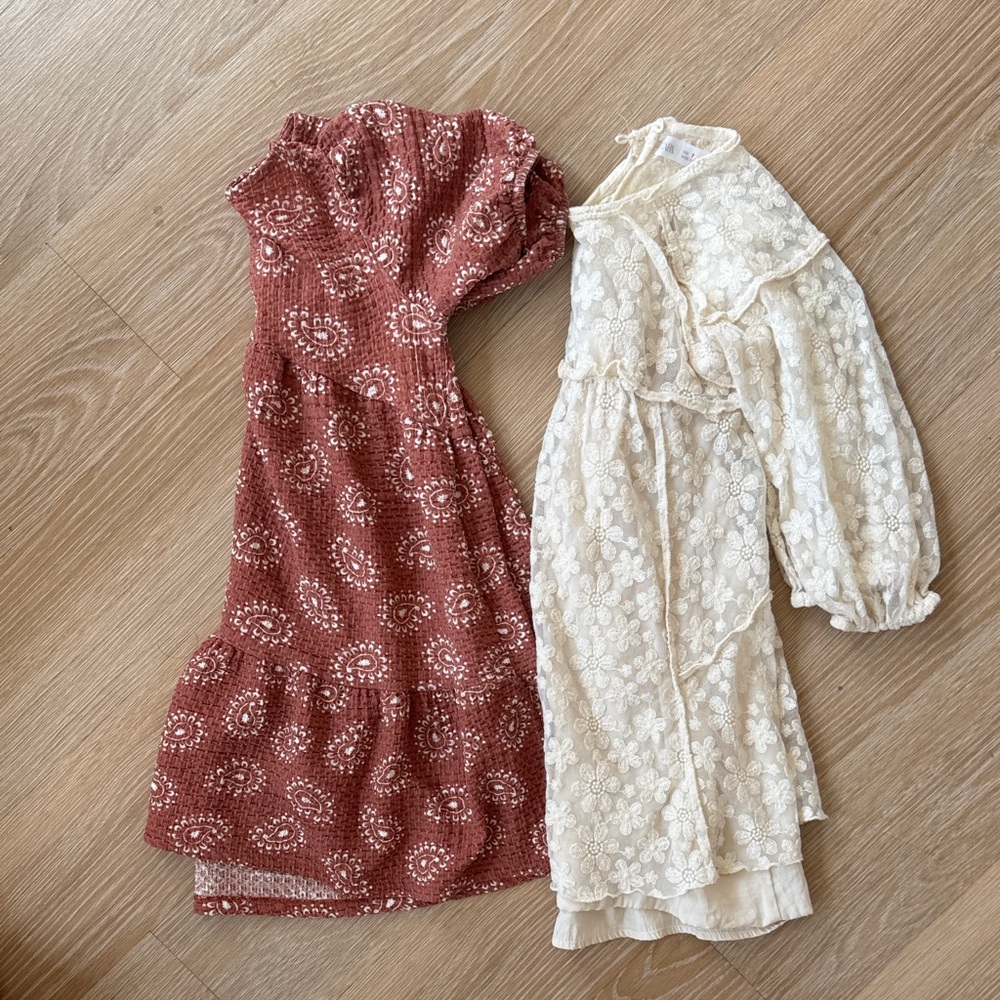 Zara Kids Dresses bundle set of in Rust and Cream